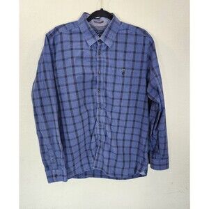 Ted Baker London Mens Shirt Size 6 XXL Blue Navy Check Plaid Cotton Long Sleeve